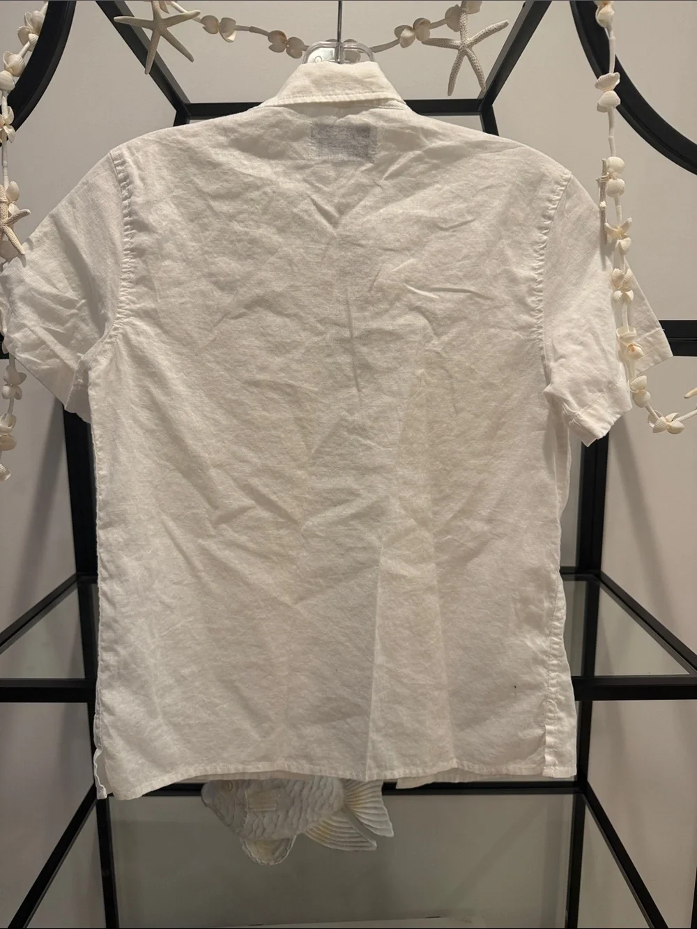 Old Navy White linen Short-Sleeve Button-Down Camp Shirt